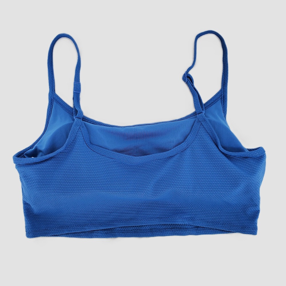 Aerie Medium Textured Scoop Neck Bikini Top Blue Adjustable Straps 075-0753-3398 - Picture 9 of 9